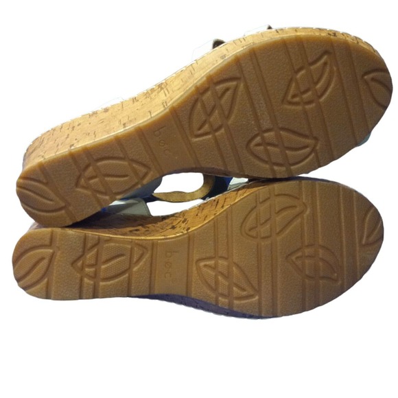 White BOC Leather Flower Strappy Cork Floral Wedge Sandals Heels Size 10 - Picture 5 of 5